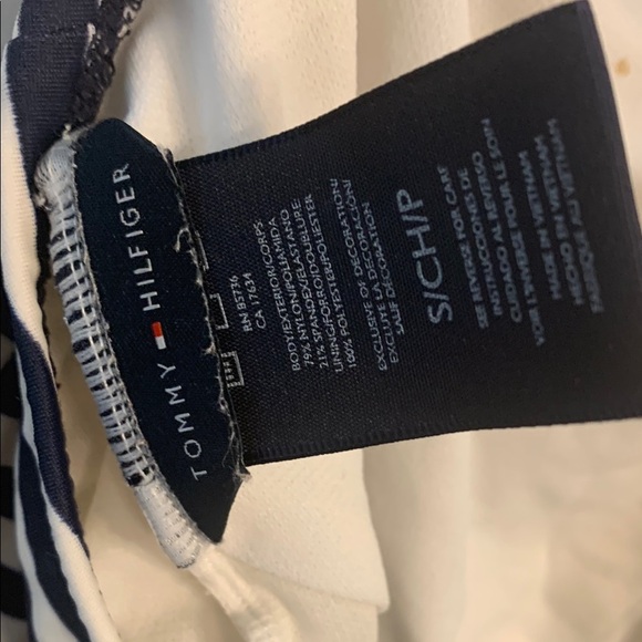 Tommy Hilfiger Navy and White Striped Women's Swim Top size S Halter Tie Detail - Picture 4 of 5